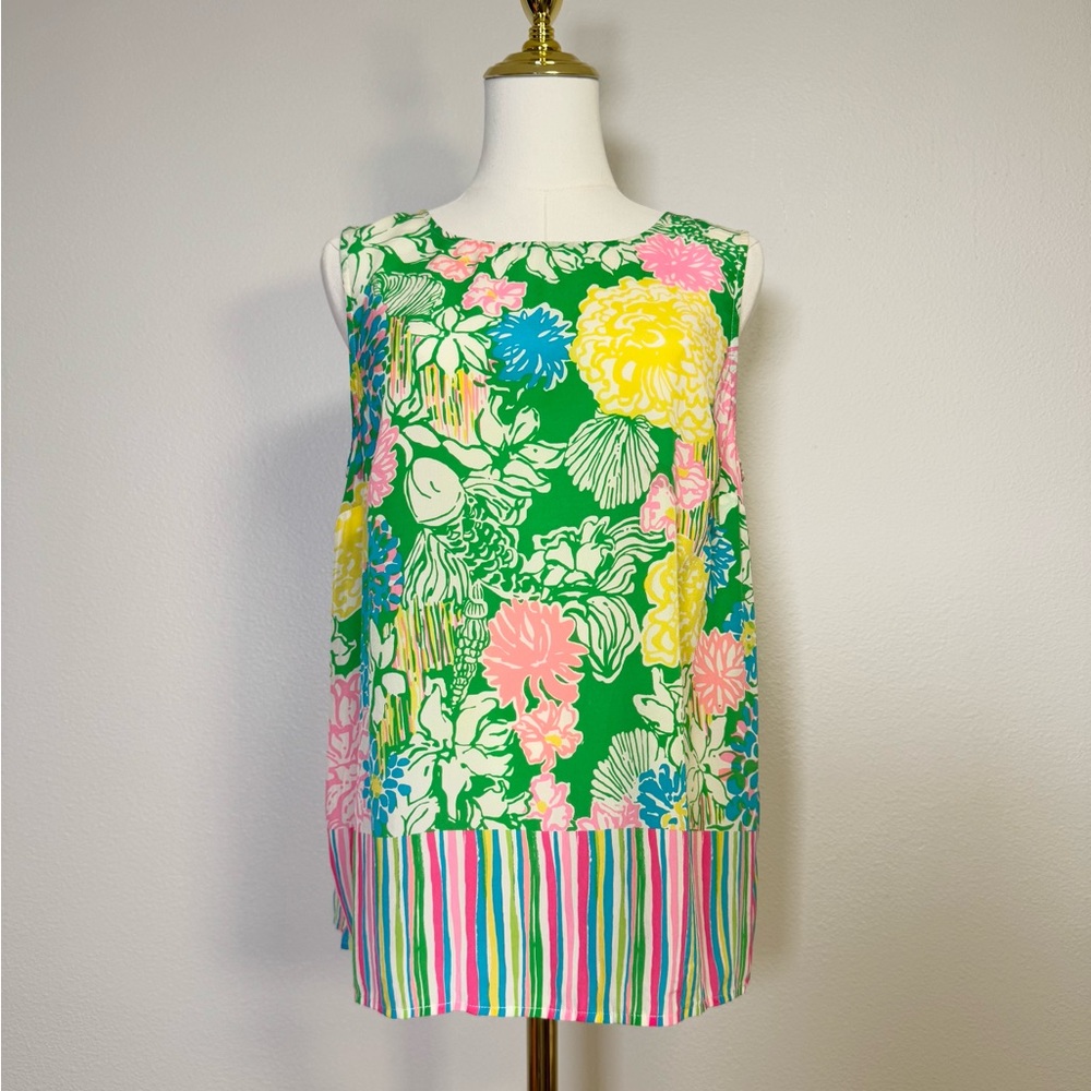 Lilly Pulitzer 'Iona Shell' Silk Sleeveless Blouse Women’s Sz L